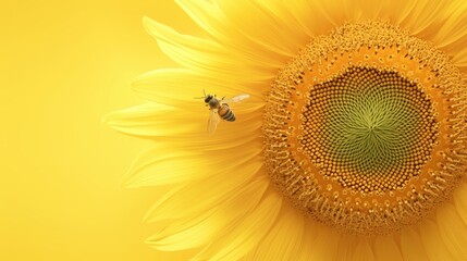 A honeybee collecting nectar from a bright sunflower.