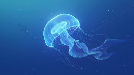 A jellyfish floating gracefully in the depths of the ocean.