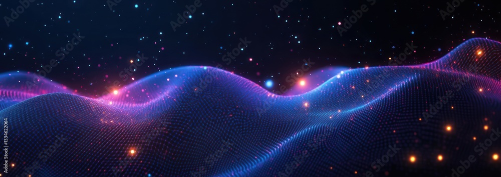 Aufkleber futuristic abstract digital network connection with blue and purple gradient background