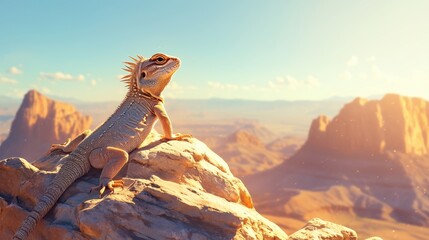 A lizard basking in the warm sunlight on a rock.