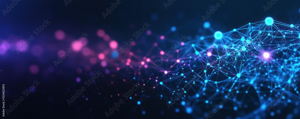 Aufkleber futuristic abstract neural network design with molecular structure and dna molecules