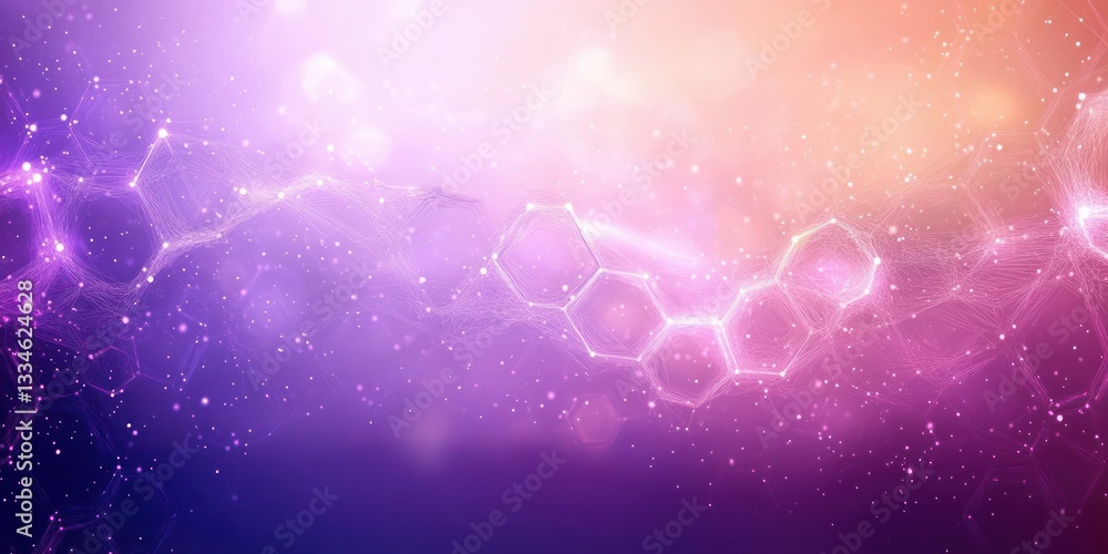 Poster innovative health care and medical science abstract design with hexagonal patterns and pastel gradie