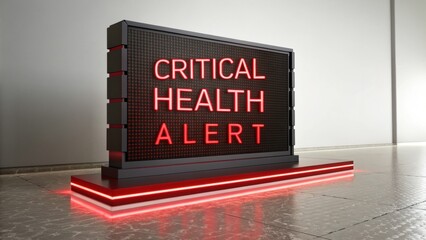 Urgent Message: Digital display flashing a "Critical Health Alert," signaling a pressing need for public awareness and immediate attention to health concerns.