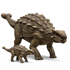 Fototapeta premium ankylosaurs and baby dinosaur isolated on white