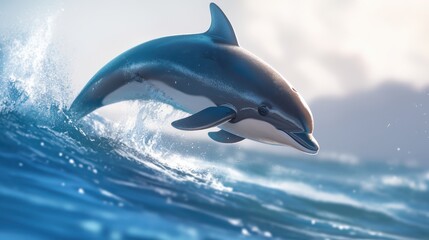 Obraz premium A porpoise gliding gracefully through ocean waves.