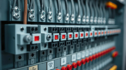 Close-Up of Electrical Panel with Fuses and Contactors for Power Distribution