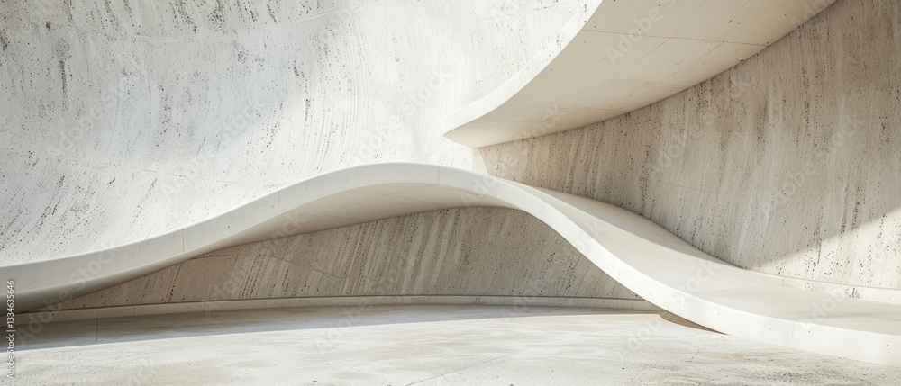 Poster minimalist curved brutalist architectural detail with clean lines and textures