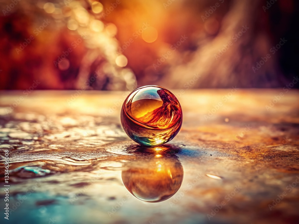 Poster sepia marble splash: minimalist macro photography of a single object with soft shadows