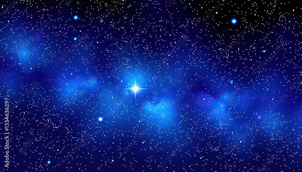 Aufkleber distant star cluster in outer space illuminating cosmic clouds twinkling in night sky