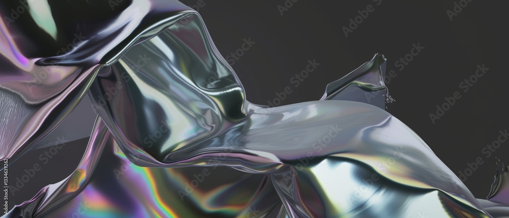 Poster minimalist holographic background with smooth geometric forms and futuristic elements