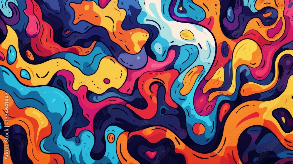 Aufkleber dynamic and playful abstract background with flowing organic shapes and a vibrant color palette that
