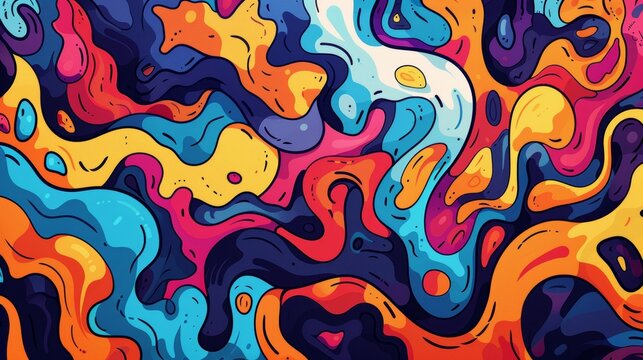 Dynamic and playful abstract background with flowing organic shapes and a vibrant color palette that invites imagination, creativity and fun