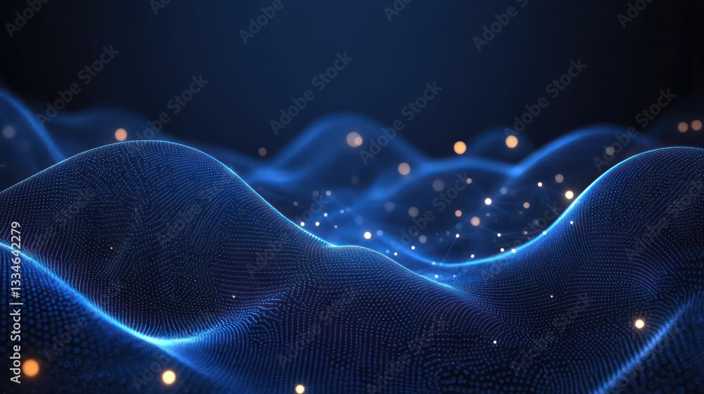 Aufkleber abstract digital waves and interconnected nodes futuristic technology visualization
