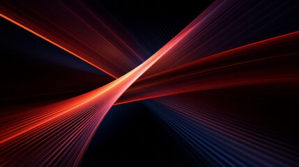 Dynamic interplay of vibrant red and deep blue light streaks against a stark black backdrop creating an abstract visual experience full of energy and motion