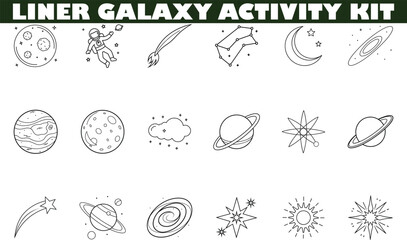 Liner Galaxy Activity Kit Space Planets Stars Astronaut Coloring