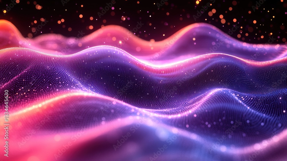 Aufkleber abstract digital art technology background with wave patterns and geometric connections