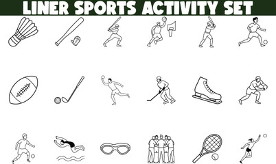 Liner Sports Activity Set Illustrations of Various Athletic Activities