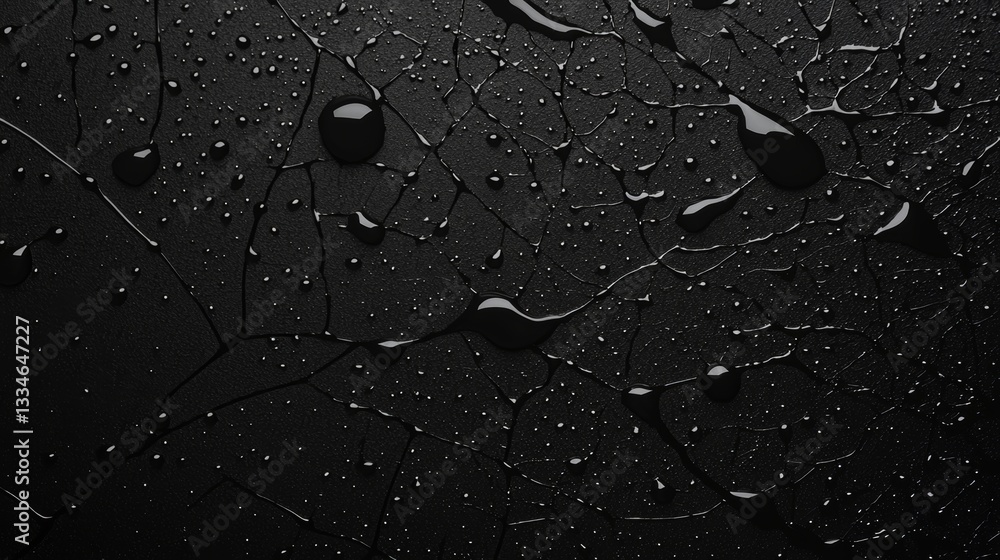 Aufkleber elegant abstract dark surface with streaks and droplets of liquid, creating a glossy and slightly te