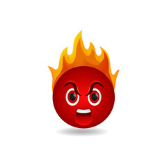 A fiery emoji with a hot red face, evil grin, and burning head, illustrating intense anger, fury, and emotional outburst in a cartoon like icon for web use.