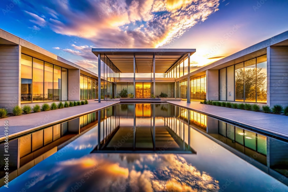 Poster serene open sky architecture: balanced design in peaceful setting