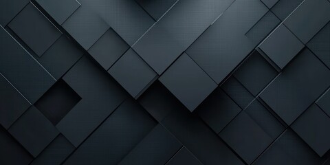 Fototapeta premium Black Abstract Geometric Pattern with Overlapping Rectangles and Stripes in Monochrome Luxury Style