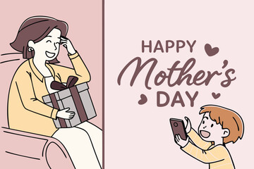 Fototapeta premium A heartwarming Mother's Day illustration