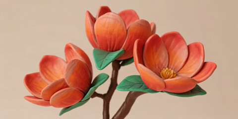 Obraz premium Title Pink Spring Magnolia Branch - 4K Ultra High-Quality Isolated on White