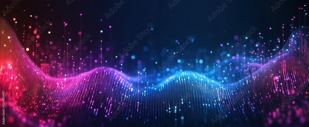 Poster futuristic digital wave neon cyberpunk background with circuit board texture and glowing grid elemen
