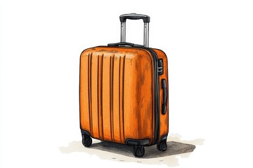 Stylish orange suitcase with wheels, perfect for travel and adventure. Lightweight and durable for all your journeys.