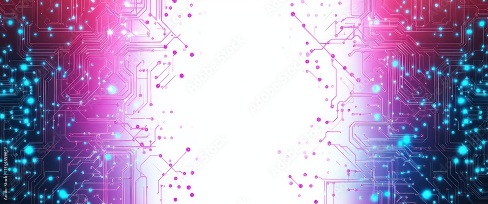 Poster futuristic circuit design minimalistic style glowing gradient technology concept