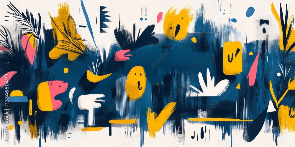 Poster abstract shapes and lines create a bold and dynamic artwork