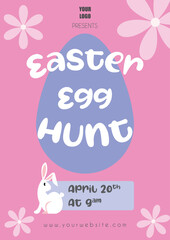 Easter egg hunt poster or flyer template with pastel color