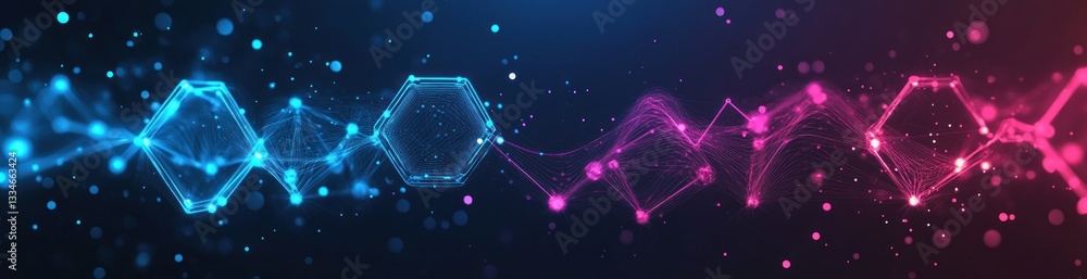 Poster molecular structure and genetic engineering background for healthcare and medicine with digital wave