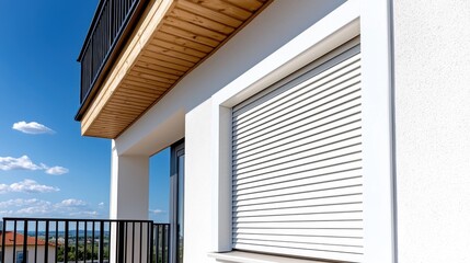 Modern White Roller Shutter on Contemporary House