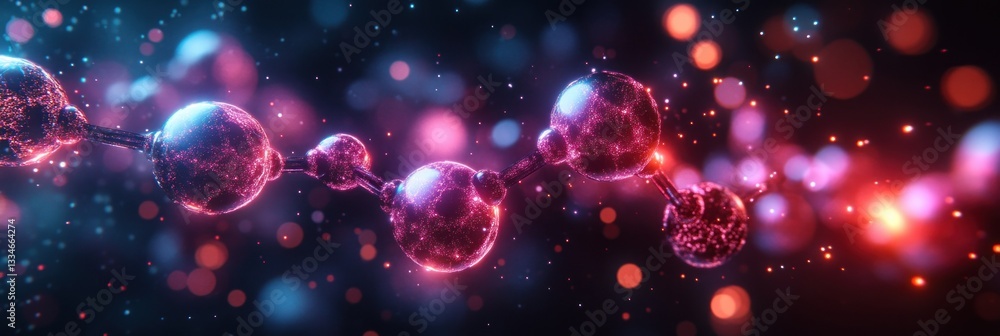 Poster futuristic molecular structures digital visualization abstract background for scientific and medical