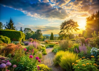 Obraz premium Soft Focus Garden Open Sky: Serene Nature Photography