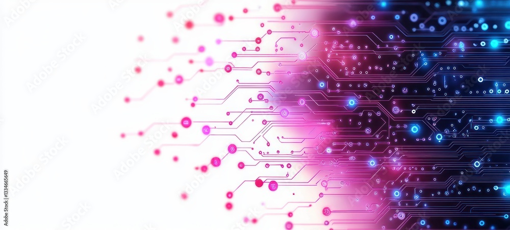 Aufkleber futuristic abstract circuit board design minimalistic neon gradient colors geometric patterns digita