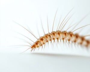 Fototapeta premium Isolated Centipede on White Canvas: A Macro View of Nature's Intriguing Wildlife