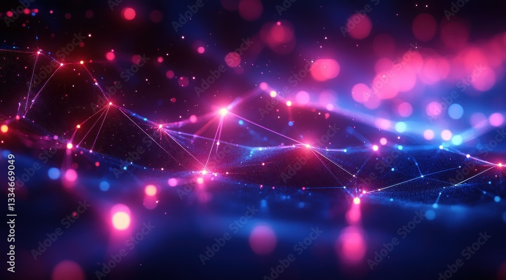 Poster abstract digital art futuristic blue lines nodes connection technology background