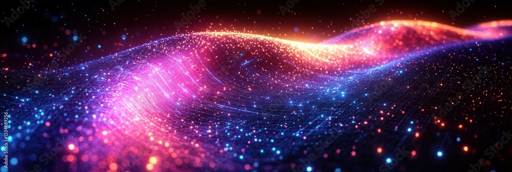 Aufkleber futuristic digital art technology circuit board background abstract waves quantum computing vector