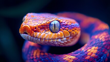Obraz premium Colorful and striking snake resting on a branch in a vibrant natural setting during daylight
