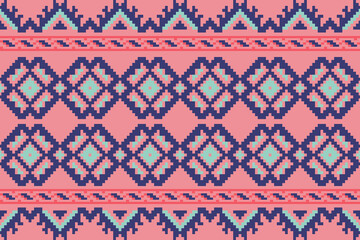 Cross stitch and ikat geometric seamless pattern ethnic oriental traditional background.carpet,wallpaper,clothing,wrapping,batik,fabric,vector illustration oriental geometric art pattern embroidery