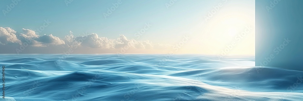 Poster minimalistic light blue background with space for graphic elements and text