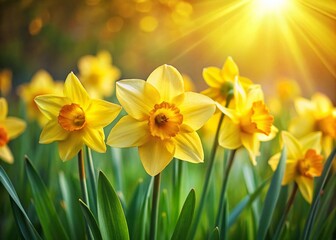 Spring Daffodils in Bloom: Tranquil Springtime Scene