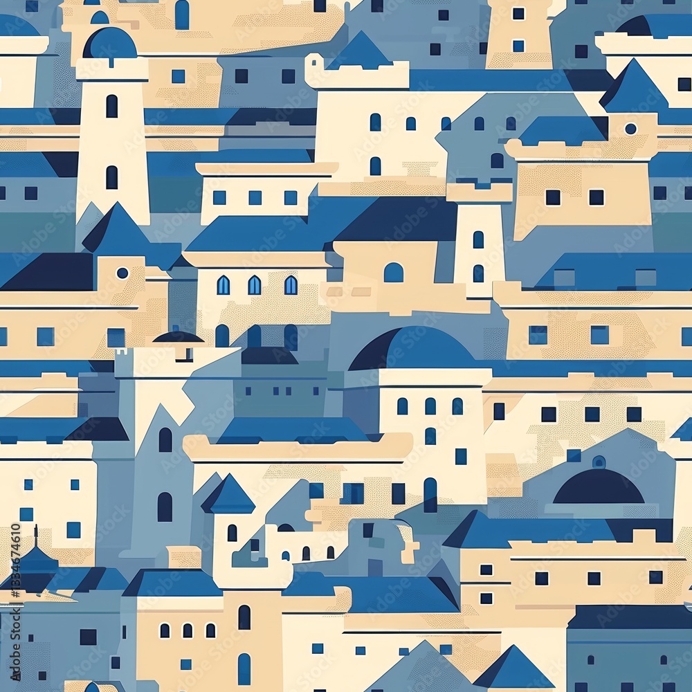 Poster minimalistic maltese fortress pattern with clean lines and geometric tiles