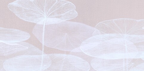 Lotus flower and leaf. nature art. drawing artwork. botanical background.	