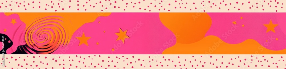 Poster seamless abstract geometric pattern set with colorful star doodles in vibrant retro design and fun s