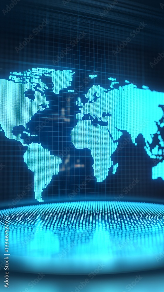 Aufkleber global network connection futuris digital world map visual high-tech environment futuristic viewpoin