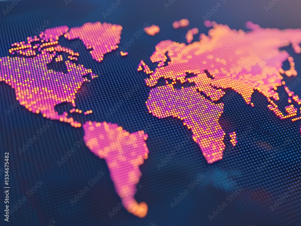 Aufkleber global network illuminated a vibrant map of connection digital landscape technology abstract view gl