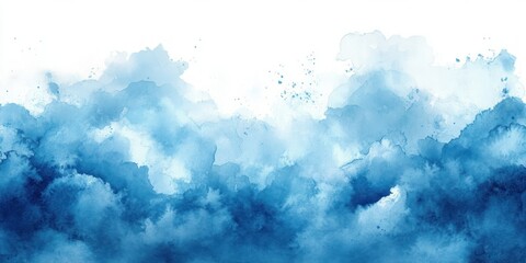 Fototapeta premium Soft Watercolor Blue Sky Abstract with Blurred Clouds and Light Diffuse Aesthetic